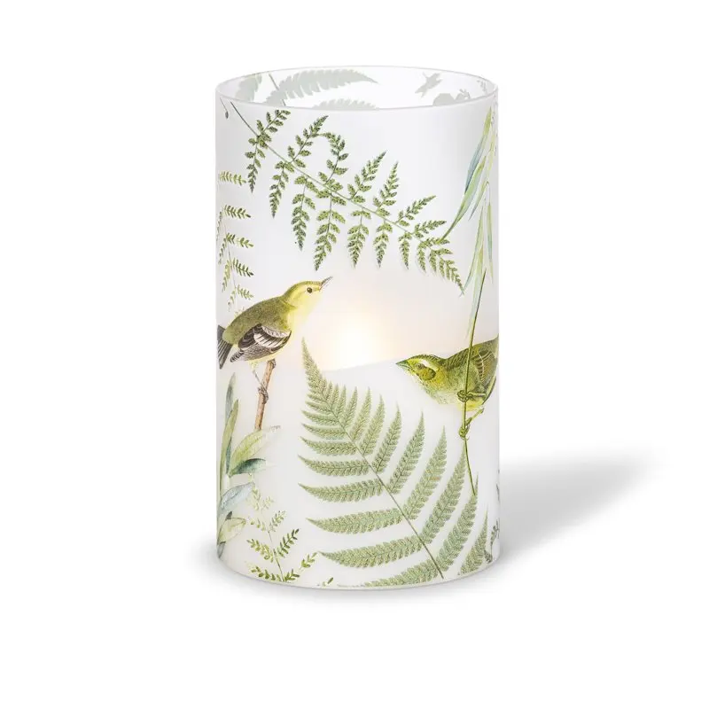 5-in D x 8-in H ™ hand poured wax candle in fern and songbird floral patterned frosted glass
5-in D x 8-in H ™ hand poured wax candle in fern and songbird floral patterned frosted glass