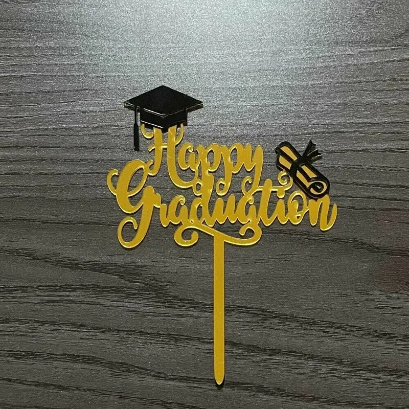 Золотой акриловый топпер для торта "Happy Graduation"
Золотой акриловый топпер для торта "Happy Graduation"