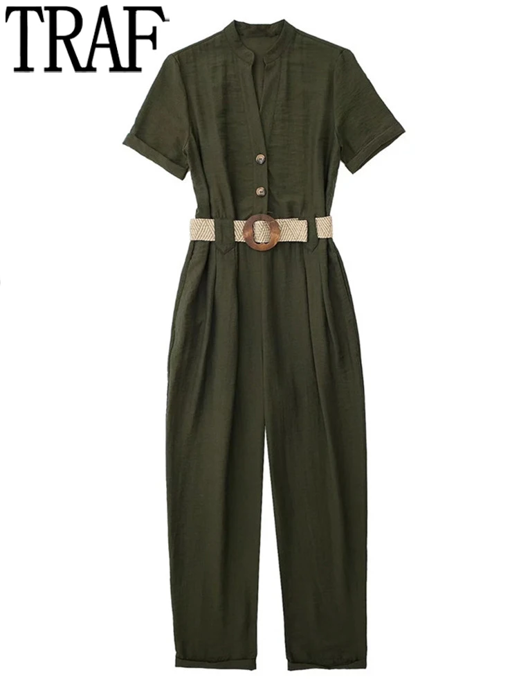 TRAF 2022 Belt Long Jumpsuit Woman Overalls Short Sleeve Summer Jumpsuits For Women Fashion Streetwear Casual Baggy Jumpsuit
TRAF 2022 Belt Long Jumpsuit Woman Overalls Short Sleeve Summer Jumpsuits For Women Fashion Streetwear Casual Baggy Jumpsuit