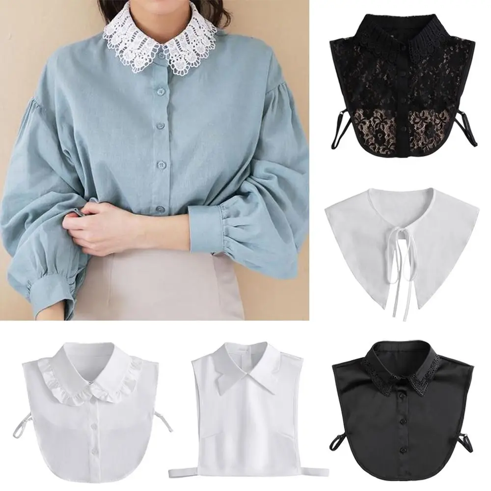 

Новый кружевной воротник с лацканами, винтажный съемный воротник рубашки для женщин, блузка, свитер, накладная блузка, воротник, Женский Топ, галстуки