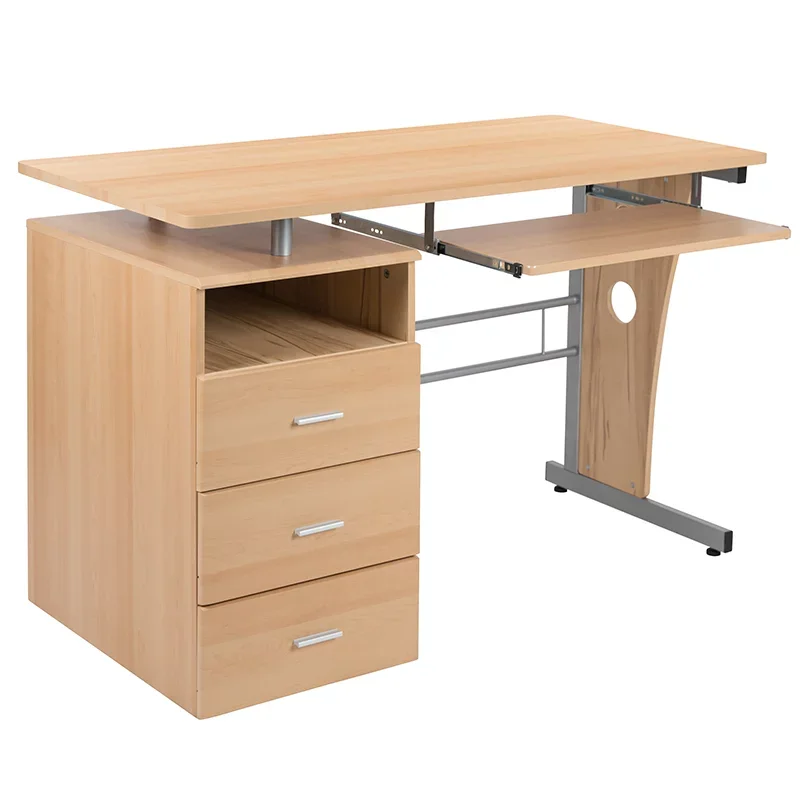 Flash Furniture Maple Desk with Three Drawer Pedestal and Pull-Out Keyboard Tray 
Flash Furniture Maple Desk with Three Drawer Pedestal and Pull-Out Keyboard Tray