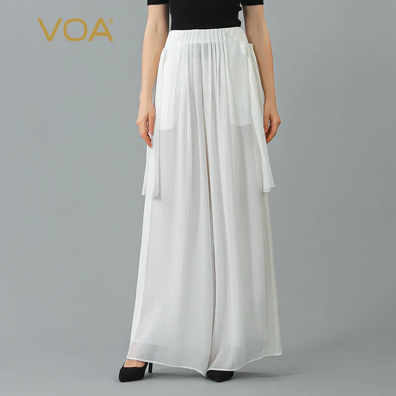 VOA White Double Layer Georgette Silk Natural Waist To Silk Tassel Loose Leaf Light Sun Protection Summer Silk Culottes KE778
VOA White Double Layer Georgette Silk Natural Waist To Silk Tassel Loose Leaf Light Sun Protection Summer Silk Culottes KE778