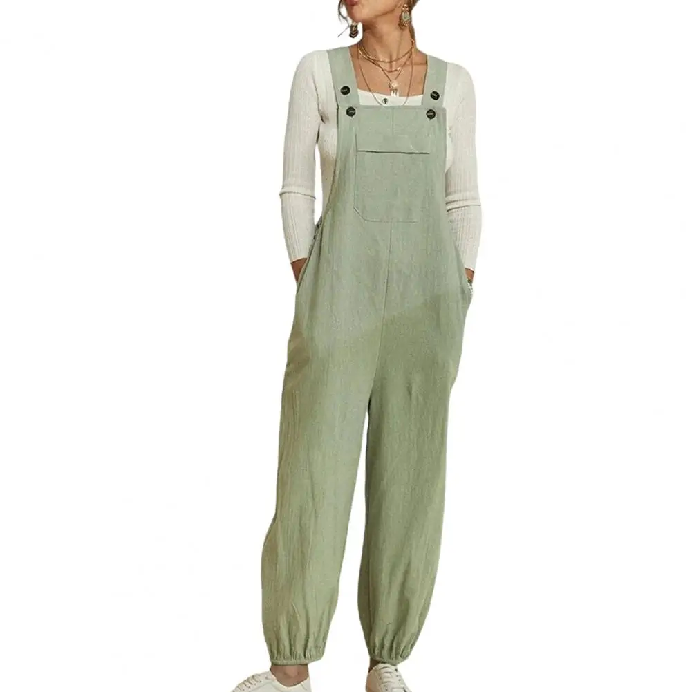 Комбинезон женский однотонный с широкими лямками и эластичными манжетами
Комбинезон женский однотонный с широкими лямками и эластичными манжетами