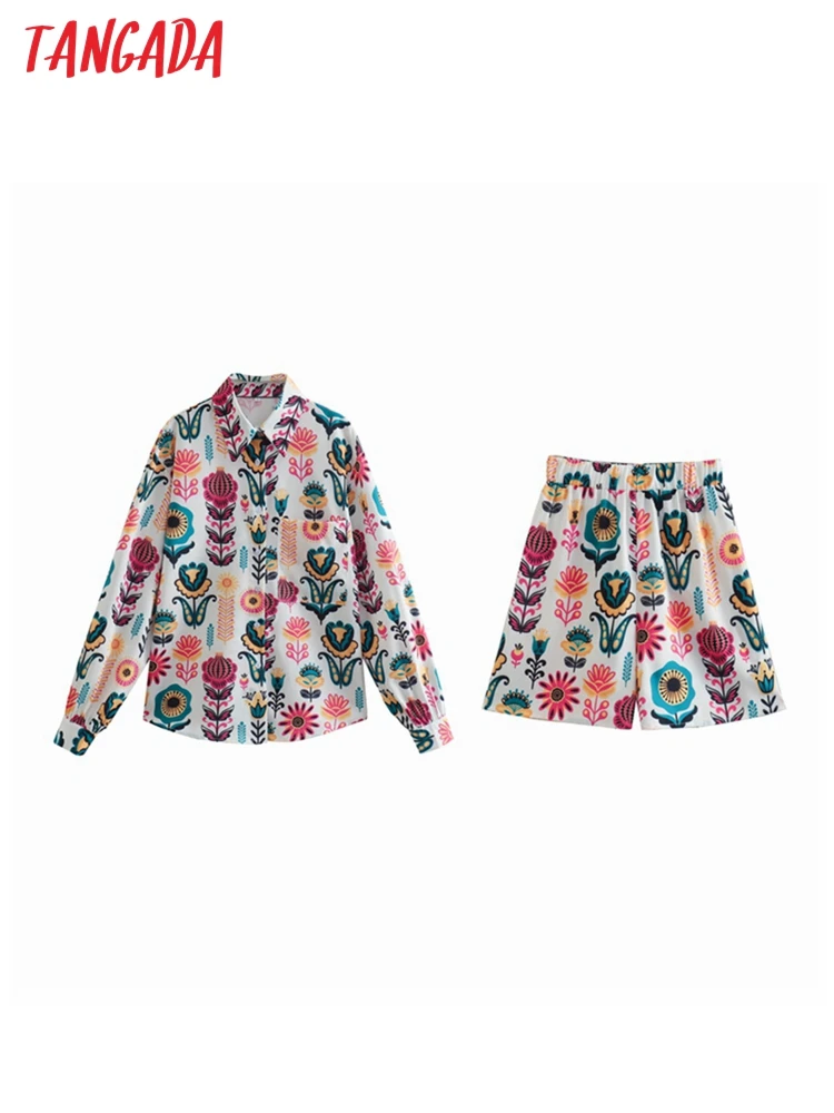 Tangada 2022 Women flowers print tracksuit sets loose shirt shorts suit 2 pieces sets XN90
Tangada 2022 Women flowers print tracksuit sets loose shirt shorts suit 2 pieces sets XN90