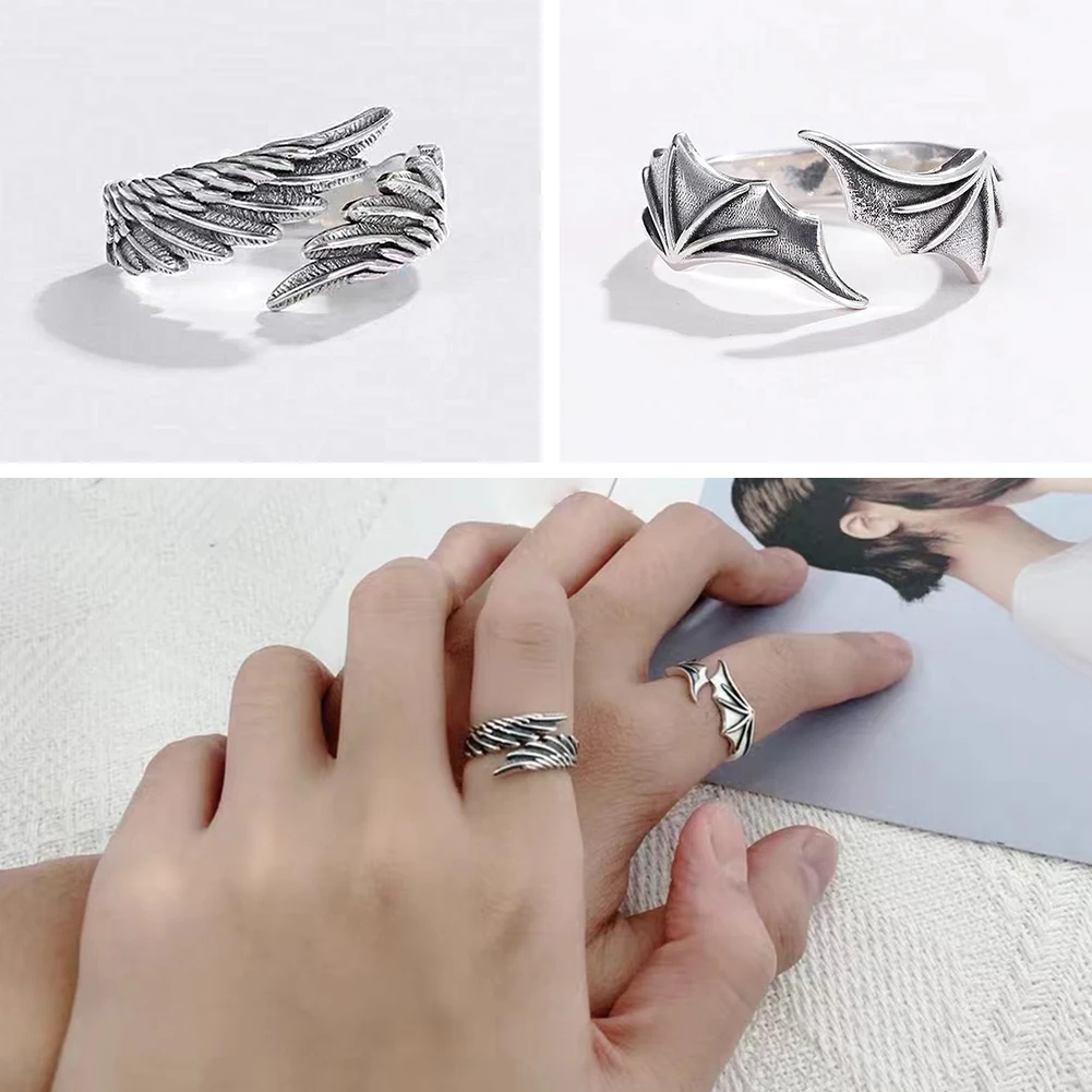 Gothic Punk Angel Devil Wings Adjustable Womens Ring For Hip Hop Fine Female Rings Couple Christmas Gift Jewelry Party Set
Gothic Punk Angel Devil Wings Adjustable Womens Ring For Hip Hop Fine Female Rings Couple Christmas Gift Jewelry Party Set