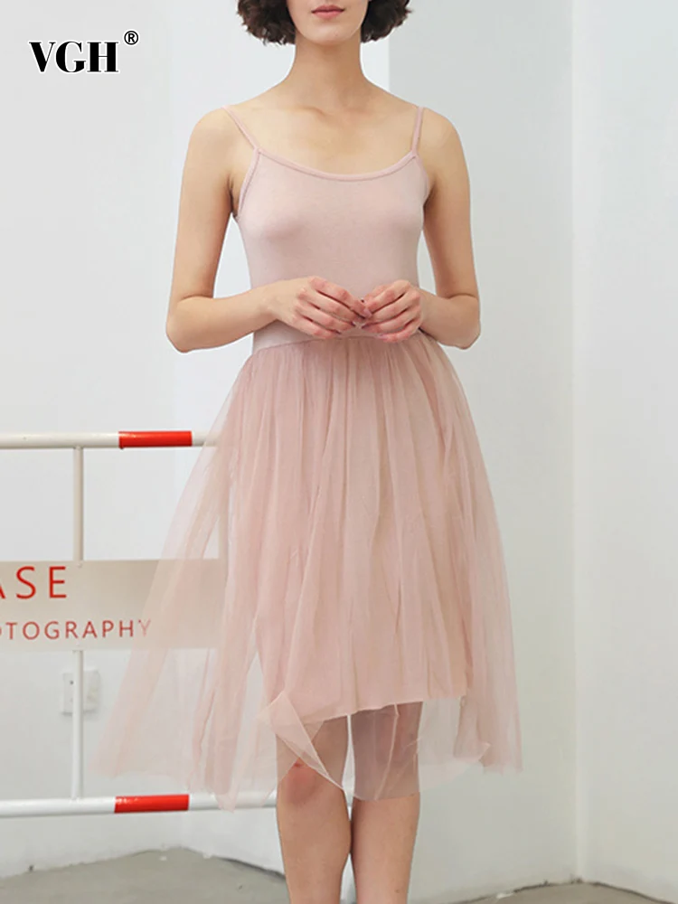 VGH Sexy Patchwork Mesh Dress For Women Round Neck Sleeveless High Waist Black Casual Dresses Female Fashion New Clothing 2022
VGH Sexy Patchwork Mesh Dress For Women Round Neck Sleeveless High Waist Black Casual Dresses Female Fashion New Clothing 2022