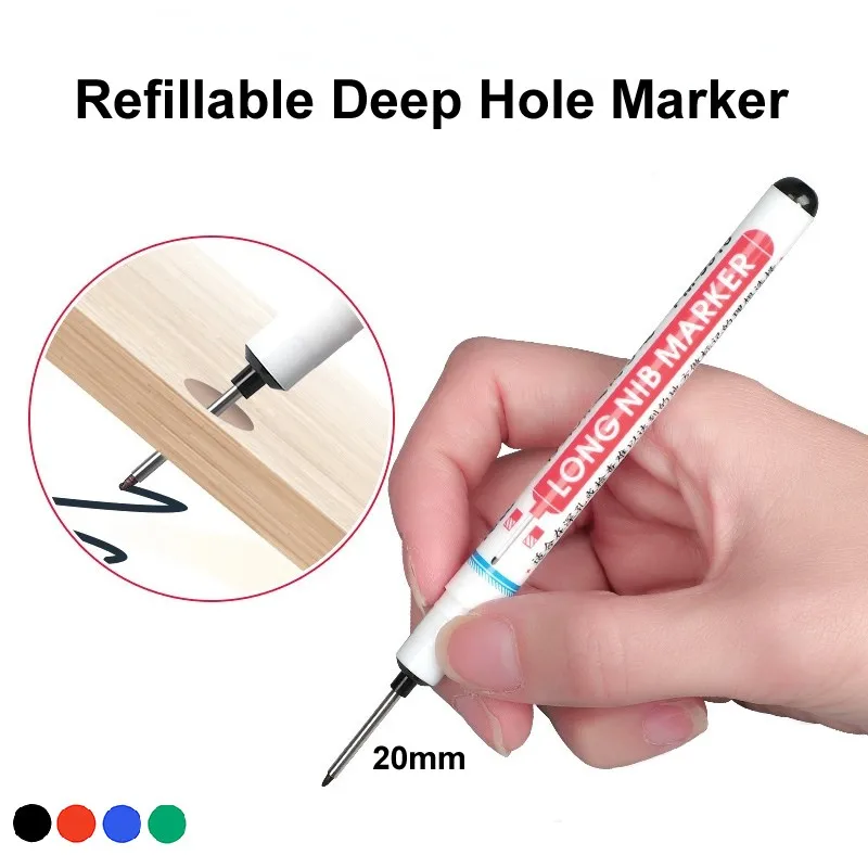 

Long Head Oily Marker Pen Site Marking Woodworking Tile Bathroom Installation Three-color Deep Hole Paint Pen 20MM Nib