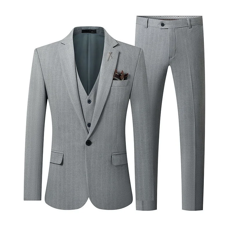 

Высококачественный (костюм + жилет + брюки) Модный деловой Повседневный Профессиональный облегающий костюм в британском стиле с одной пуговицей костюм-тройка