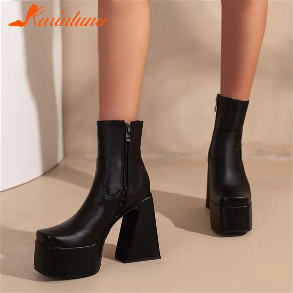 Karinluna Hot Sale Ladies Ankle Boots Elegant Thick High Heels Platform Boots Woman Solid Zip Autumn Winter Sexy Shoes Female
Karinluna Hot Sale Ladies Ankle Boots Elegant Thick High Heels Platform Boots Woman Solid Zip Autumn Winter Sexy Shoes Female