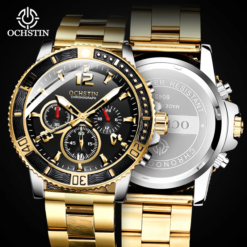 Direct Selling OCHSTIN Men's Golden Watches Casual Fashion Stainless Steel Quartz Clock Chronograph Waterproof Male Wristwatches
Direct Selling OCHSTIN Men's Golden Watches Casual Fashion Stainless Steel Quartz Clock Chronograph Waterproof Male Wristwatches