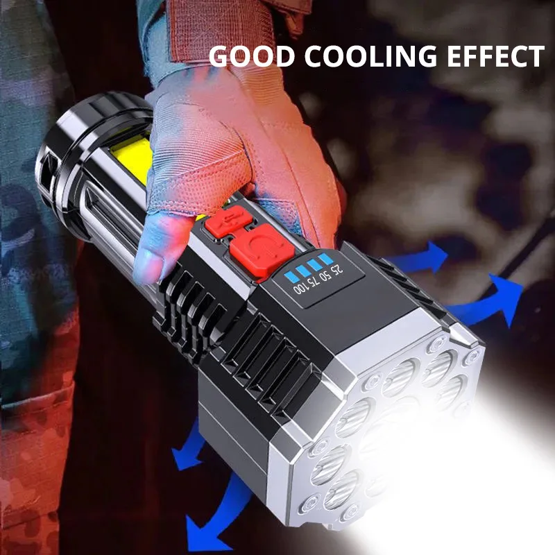 9LED High Power Led Flashlights Rechargeable Camping Spotlight with Side Light 3 Lighting Modes for Camping Adventure Outdoor
9LED High Power Led Flashlights Rechargeable Camping Spotlight with Side Light 3 Lighting Modes for Camping Adventure Outdoor