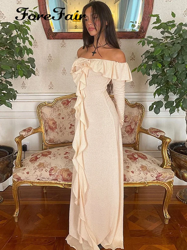 Forefair Y2K Autumn Sexy Club Slash Neck Backless Ruffles Women Off Shoulder Patchwork Side Slie Midi Bodycon Party Dress Outfit
Forefair Y2K Autumn Sexy Club Slash Neck Backless Ruffles Women Off Shoulder Patchwork Side Slie Midi Bodycon Party Dress Outfit