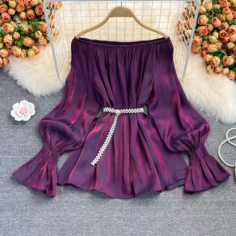 Women Design Korean Blouse Slash Neck Long Sleeve Casual Loose Tops Autumn Chic Sexy Off Shoulder Streetwear Blouses
Women Design Korean Blouse Slash Neck Long Sleeve Casual Loose Tops Autumn Chic Sexy Off Shoulder Streetwear Blouses