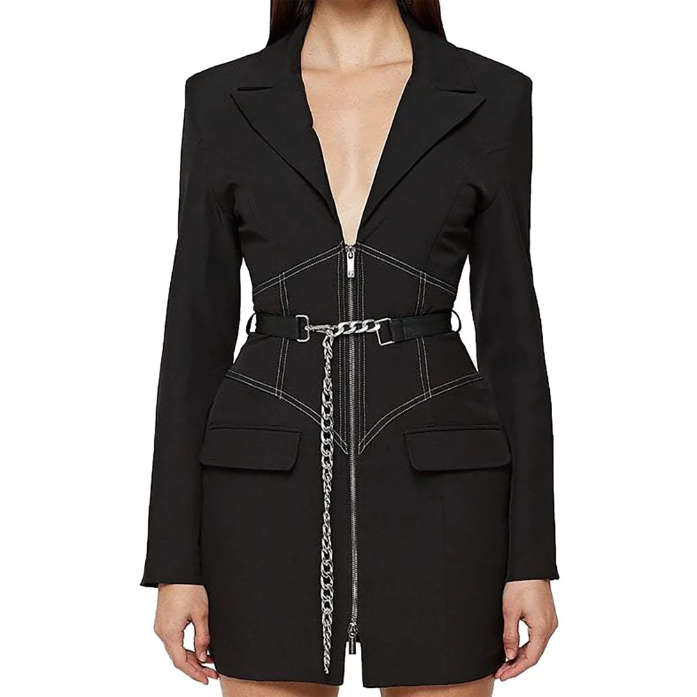 Women Black Blazer Jackets Notched Collar Full Sleeve Zipper Closure Luxury High Quality Elegant Ladies Birthday Party Coats New
Women Black Blazer Jackets Notched Collar Full Sleeve Zipper Closure Luxury High Quality Elegant Ladies Birthday Party Coats New
