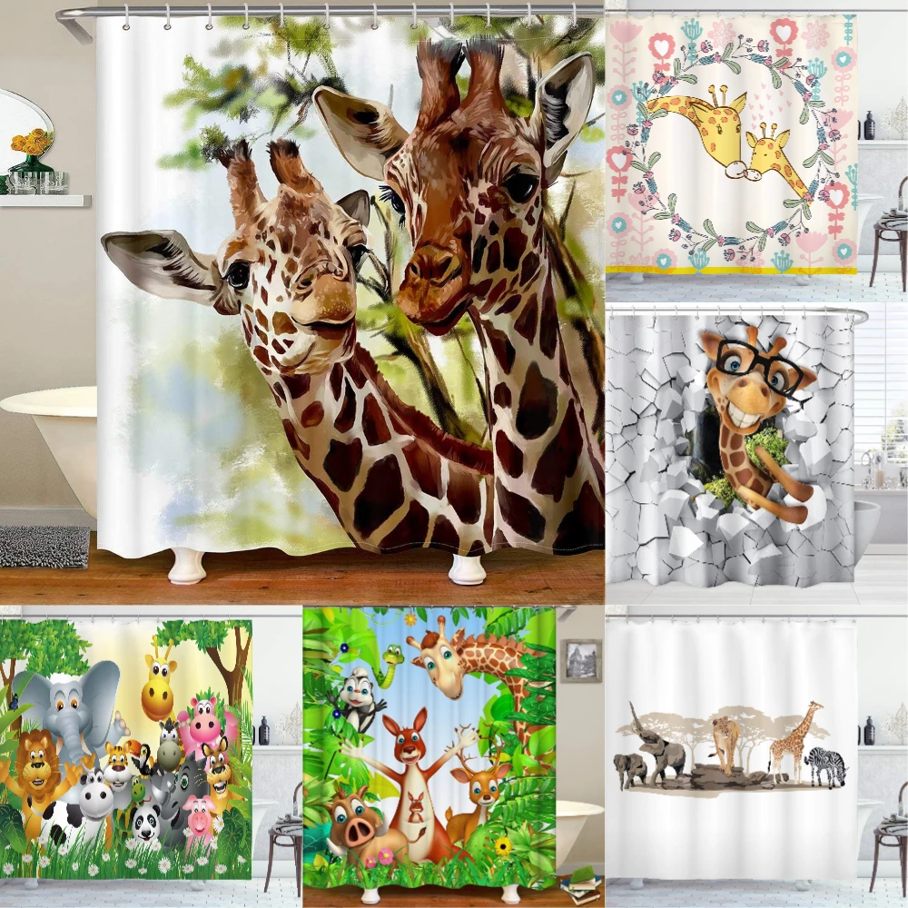 Funny Giraffe with Glasses In Soap Bubble Bathtub Wild Animals Bathroom Get Naked Decor Waterproof Fabric Shower Curtain
Funny Giraffe with Glasses In Soap Bubble Bathtub Wild Animals Bathroom Get Naked Decor Waterproof Fabric Shower Curtain