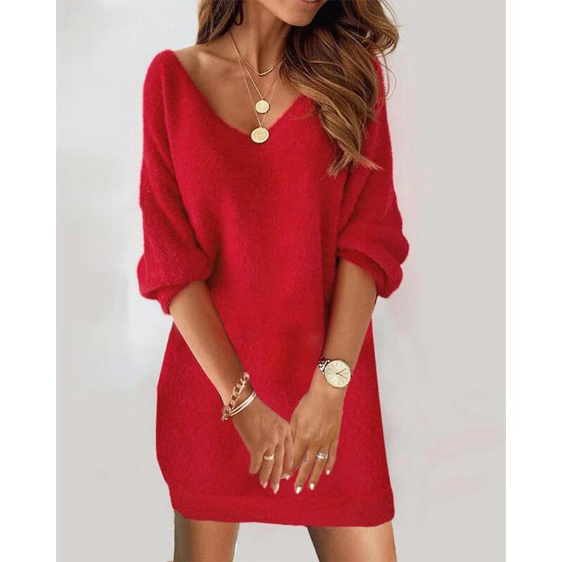 2022 Fashion Plain V-Neck Fluffy Casual Dress Women Casual Half Sleeve Straight Mini Dress
2022 Fashion Plain V-Neck Fluffy Casual Dress Women Casual Half Sleeve Straight Mini Dress