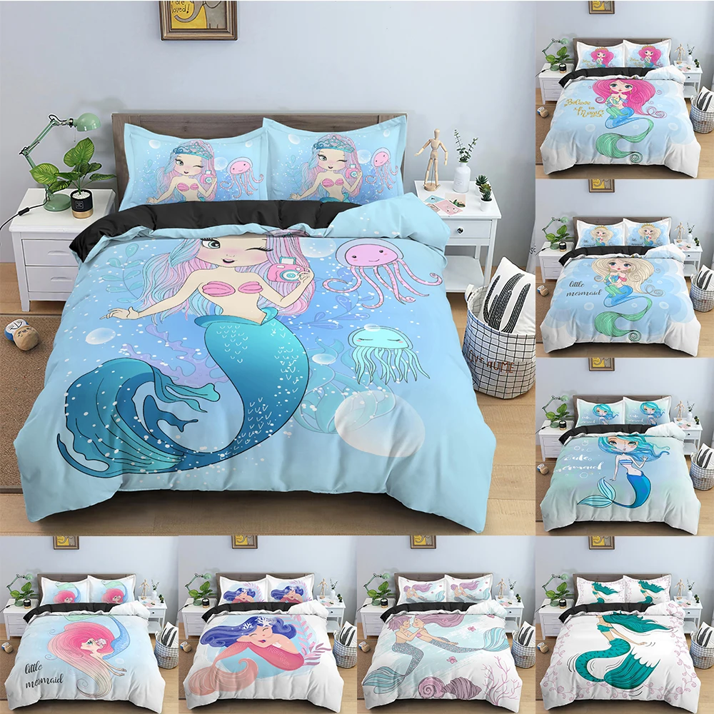 Mermaid Duvet Cover Cartoon Pattern Quilt Covers For Girls Bedroom Single Twin Queen King Size Bedding Set Home Textile 2/3 PCS
Mermaid Duvet Cover Cartoon Pattern Quilt Covers For Girls Bedroom Single Twin Queen King Size Bedding Set Home Textile 2/3 PCS