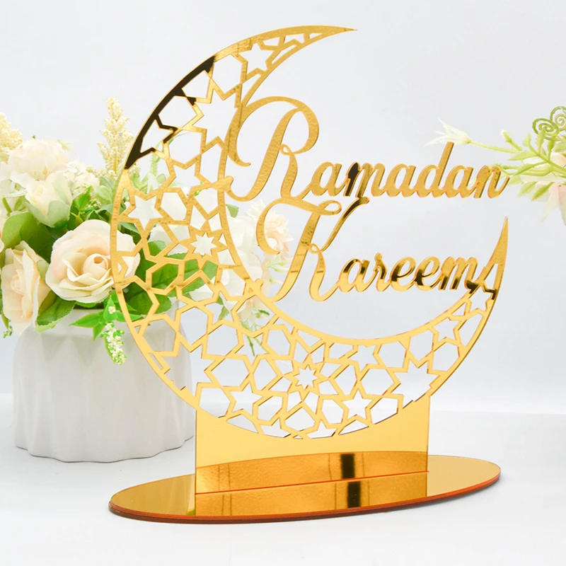 Ramadan Kareem Acrylic Ornament Eid Mubarak Decoration For Home Islamic Muslim Party Supplies Golden Moon Decor EID Al Adha Gift 
Ramadan Kareem Acrylic Ornament Eid Mubarak Decoration For Home Islamic Muslim Party Supplies Golden Moon Decor EID Al Adha Gift