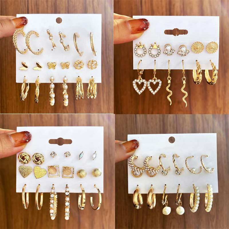 9 Pairs Boho Retro Gold Color Hoop Earring Set Women Vintage Heart Pearl Drop Earring Zircon Butterfly Geometric Ear Studs Gifts
9 Pairs Boho Retro Gold Color Hoop Earring Set Women Vintage Heart Pearl Drop Earring Zircon Butterfly Geometric Ear Studs Gifts