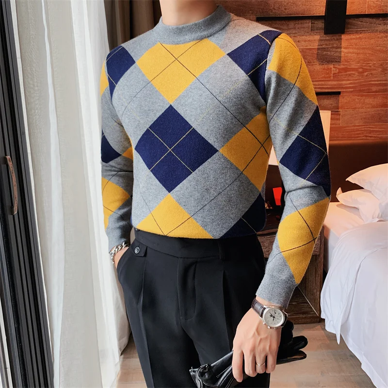 British Style Men's Sweater Contrast Knit Crew Neck Pullover Homme Fashion Long Sleeve Warm Knitted Sweater Brand Men Clothing
British Style Men's Sweater Contrast Knit Crew Neck Pullover Homme Fashion Long Sleeve Warm Knitted Sweater Brand Men Clothing
