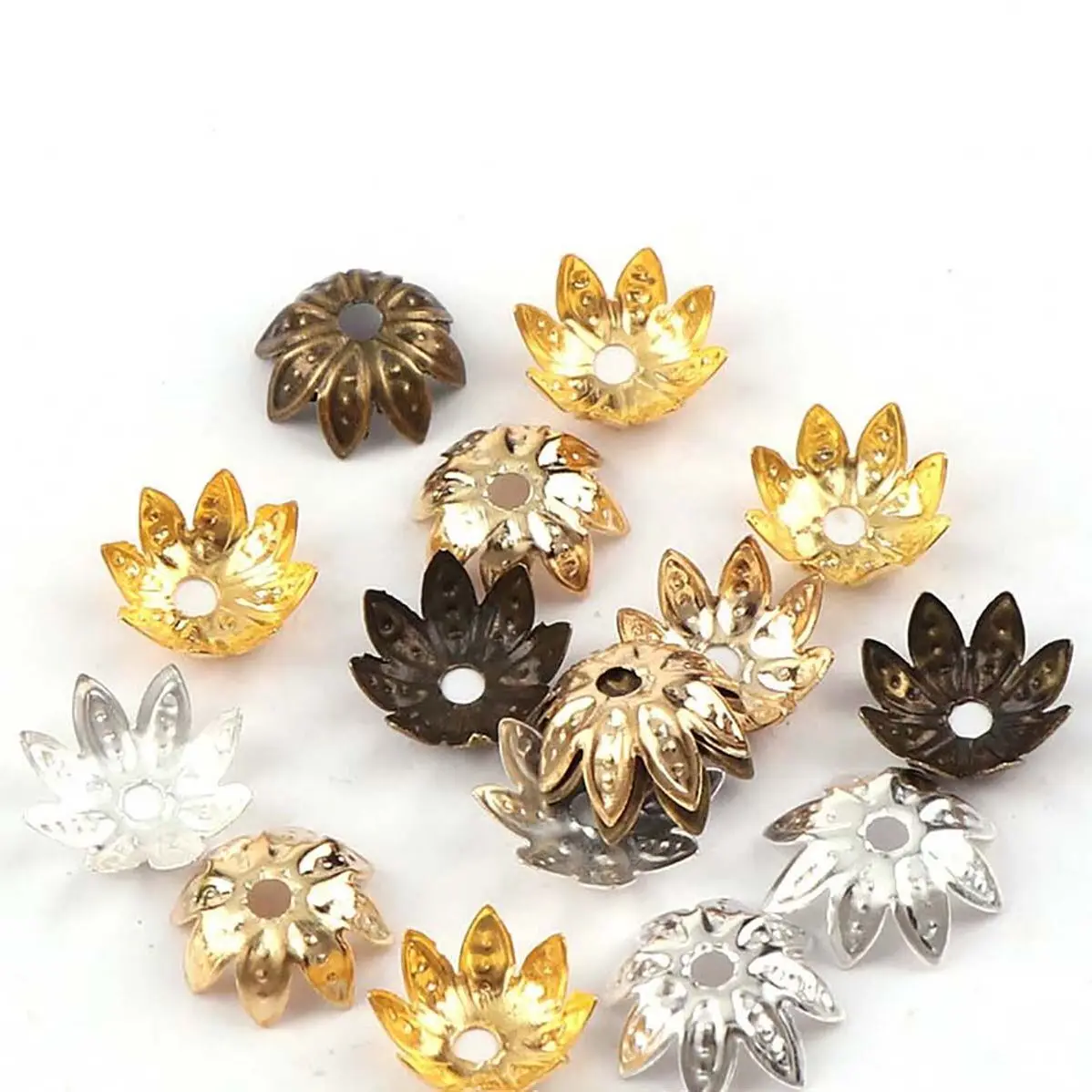 100Pcs 11mm Metal Eight-leaf Flower Bottom Brackets Flower Caps for Jewelry Making DIY Bracelet Necklace Accessories 4 Colors
100Pcs 11mm Metal Eight-leaf Flower Bottom Brackets Flower Caps for Jewelry Making DIY Bracelet Necklace Accessories 4 Colors