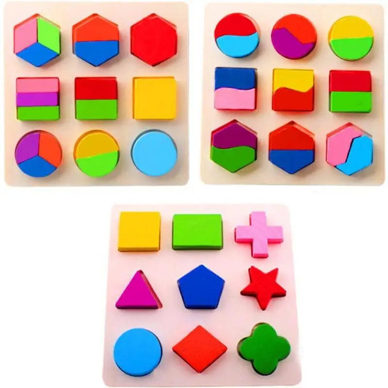 

Пазлы геометрической формы и цвета, деревянные 3D пазлы, Детские Игрушки для раннего развития Монтессори, обучающая игрушка для детей