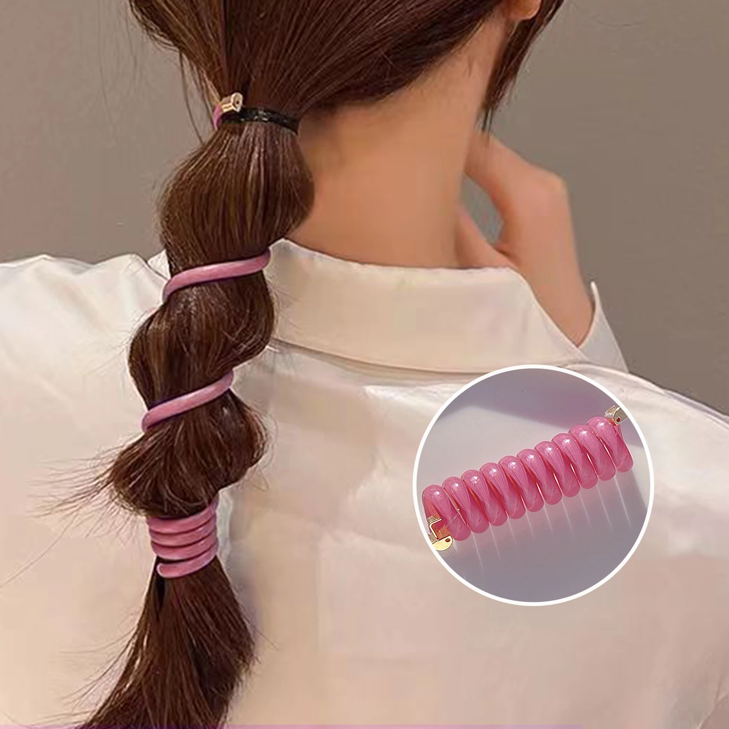 

1pcs Elastic Rubber Bands For Children Girls Telephone Wire Hair Ties Spiral Coil Hairbands Hair Rope Ponytail Hair Accessories