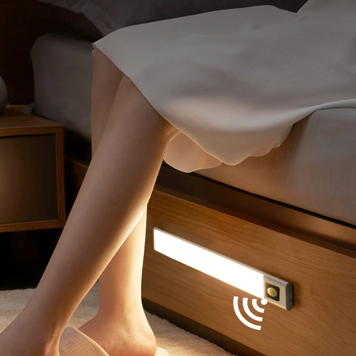 

Светодиодный светильник с пассивным инфракрасным датчиком движения, USB лампа для шкафа, гардероба, кровати, светодиодный ночсветильник для шкафа, подсветсветильник для спальни, чулана, лестницы