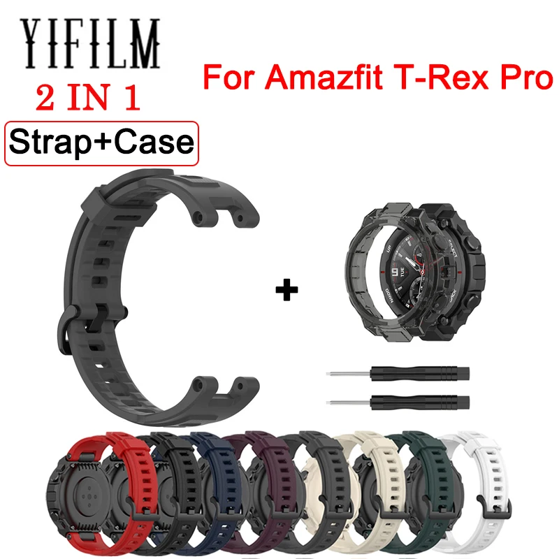 Replacement Strap For Huami Amazfit T Rex Silicone Watchband For Amazfit T-Rex/T-Rex Pro Wristband With Black Protector Case
Replacement Strap For Huami Amazfit T Rex Silicone Watchband For Amazfit T-Rex/T-Rex Pro Wristband With Black Protector Case