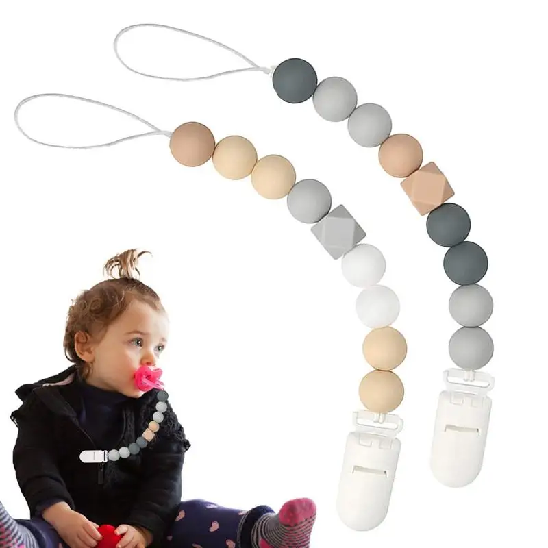 Baby Pacifier Chain 2pcs Anti-drop Chain Pacifier Clips Silicone Beads Nipple Appease Soother Chain Clips Dummy Holder Nipple 
Baby Pacifier Chain 2pcs Anti-drop Chain Pacifier Clips Silicone Beads Nipple Appease Soother Chain Clips Dummy Holder Nipple