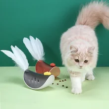 new arrival Cat Food Leakage Feeder Bionic Chicken Tumbler Toys For Cats Interactive Swinging Chicks Feather Toy Pet Supplies