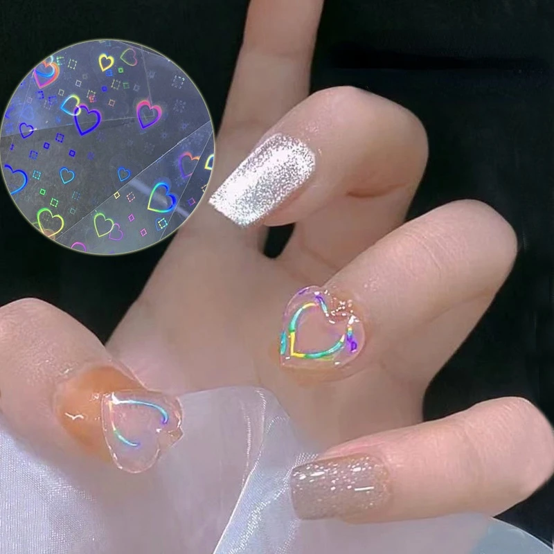 3D Laser Heart Nail Art Sticker Love Stickers Holographic Sliders Aurora Films Glass Nail DIY Design Shiny Decals Manicure Wraps 
3D Laser Heart Nail Art Sticker Love Stickers Holographic Sliders Aurora Films Glass Nail DIY Design Shiny Decals Manicure Wraps