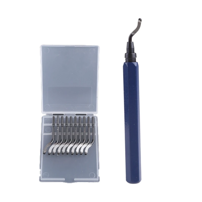 Handle Burr Metal Deburring Remover Cutting Tool with 10pcs Rotary Deburr Blades Removing for Aluminium Copper Wooden Plastic
Handle Burr Metal Deburring Remover Cutting Tool with 10pcs Rotary Deburr Blades Removing for Aluminium Copper Wooden Plastic
