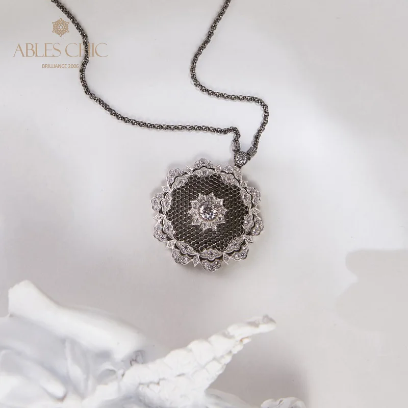 Sterling Silver Renaissance Lace Filigree Floral Pendant Black and White Honeycomb Flower Bridal Wedding Necklace C11N3S26133
Sterling Silver Renaissance Lace Filigree Floral Pendant Black and White Honeycomb Flower Bridal Wedding Necklace C11N3S26133