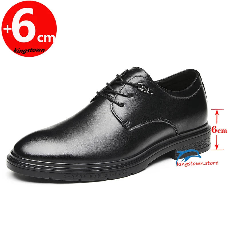 

Business Men Oxford Shoes Leather Elevator Booster Height Increase Insoles 6CM British Dress Formal Office Man