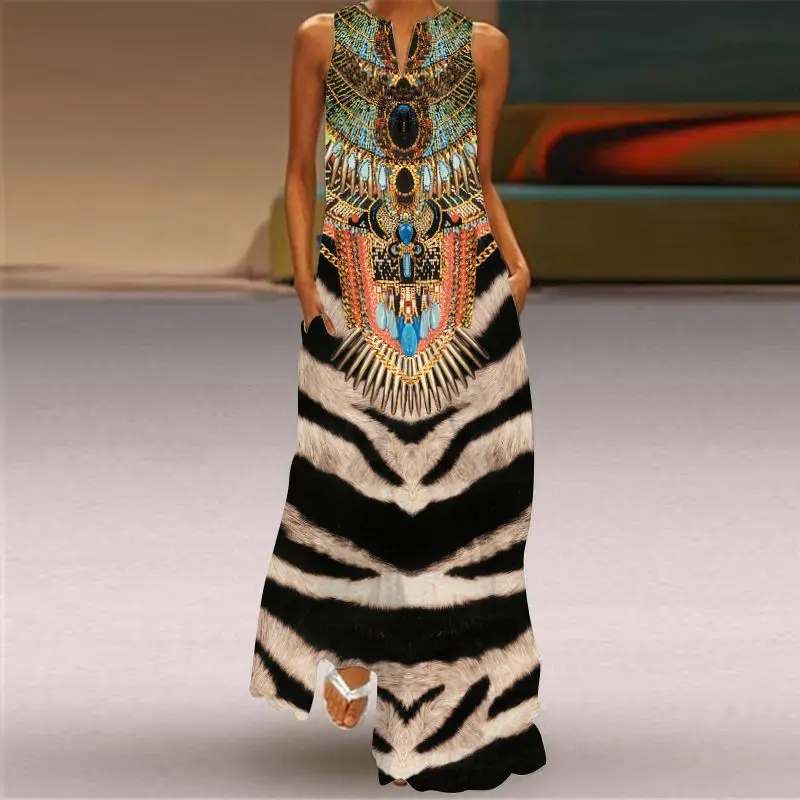 Summer Women's Clothing Fashion Sexy Digital Printing V-Neck Sleeveless Long Skirt with Pocket European and American Dress S-5XL
Summer Women's Clothing Fashion Sexy Digital Printing V-Neck Sleeveless Long Skirt with Pocket European and American Dress S-5XL