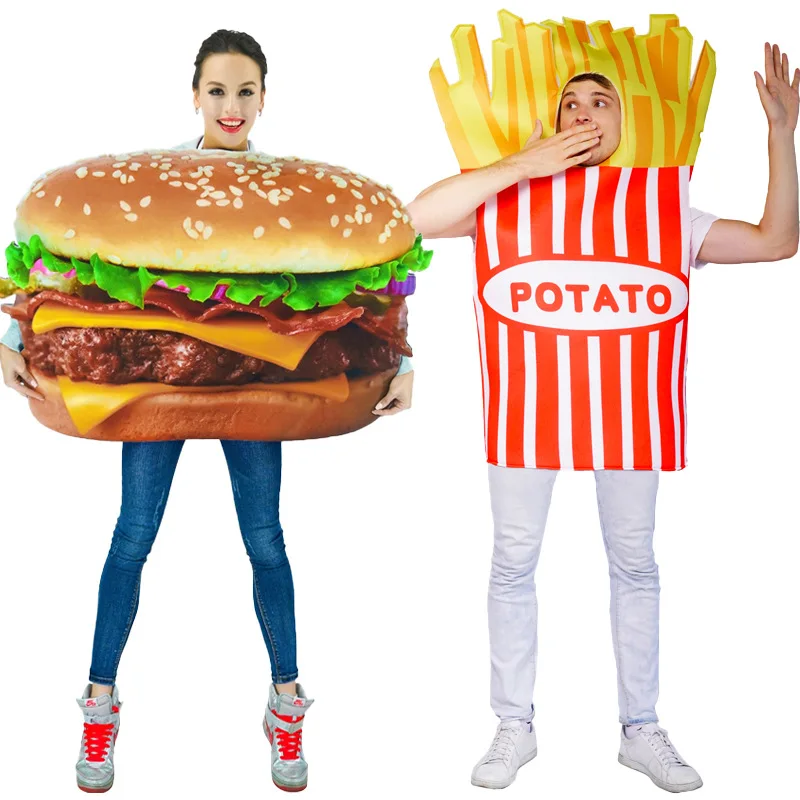 Funny Cosplay French Fries Yummy Hamburger Jumpsuit Unisex Halloween Dress Up Party Food Mascot Suit Costume Women Men Hombre
Funny Cosplay French Fries Yummy Hamburger Jumpsuit Unisex Halloween Dress Up Party Food Mascot Suit Costume Women Men Hombre