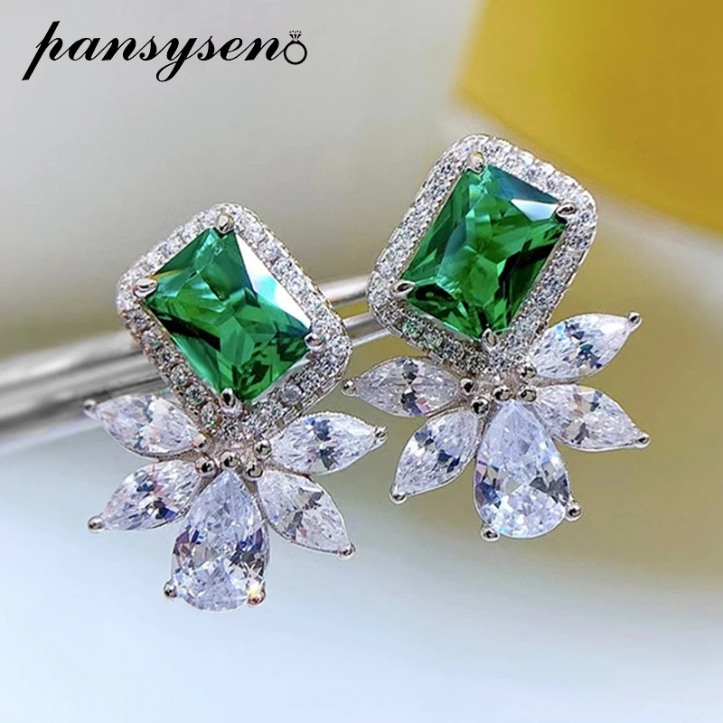 PANSYSEN 100% 925 Sterling Silver 1CT 5*7MM Emerald Simulated Moissanite Diamond Gemstone Stud Earrings Women jewelry Party Gift
PANSYSEN 100% 925 Sterling Silver 1CT 5*7MM Emerald Simulated Moissanite Diamond Gemstone Stud Earrings Women jewelry Party Gift