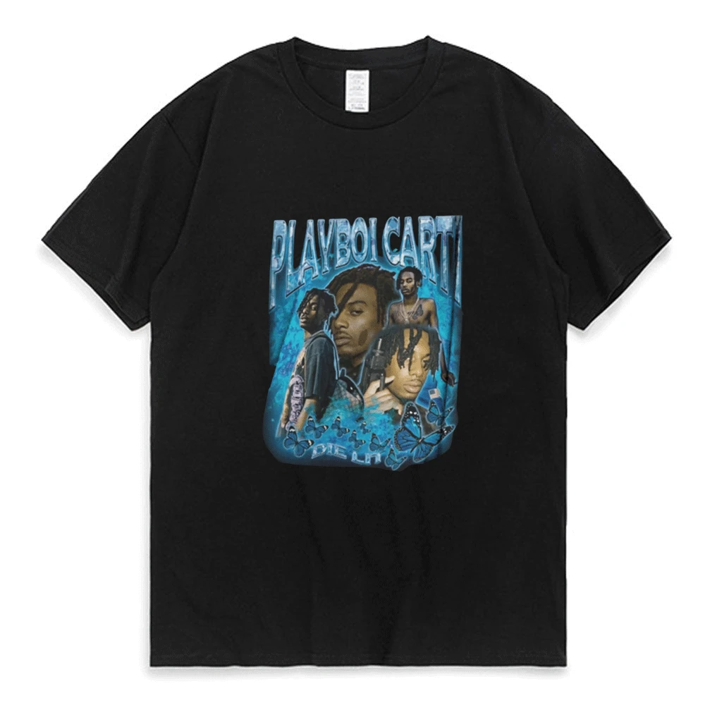Hip Hop Rap Singer Playboi Carti High Street Black Round Neck Short Sleeve T-shirt Summer Couple Casual Fashion T Shirt New Tops
Hip Hop Rap Singer Playboi Carti High Street Black Round Neck Short Sleeve T-shirt Summer Couple Casual Fashion T Shirt New Tops