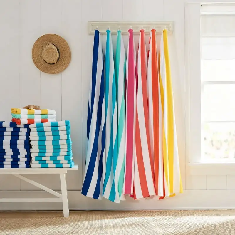 

Pack Cabana Stripe Beach Towels, 100% Cotton, Assorted Colors, 28 in x 60 in Beach towels Sand free towel Bath towel wrap Shower