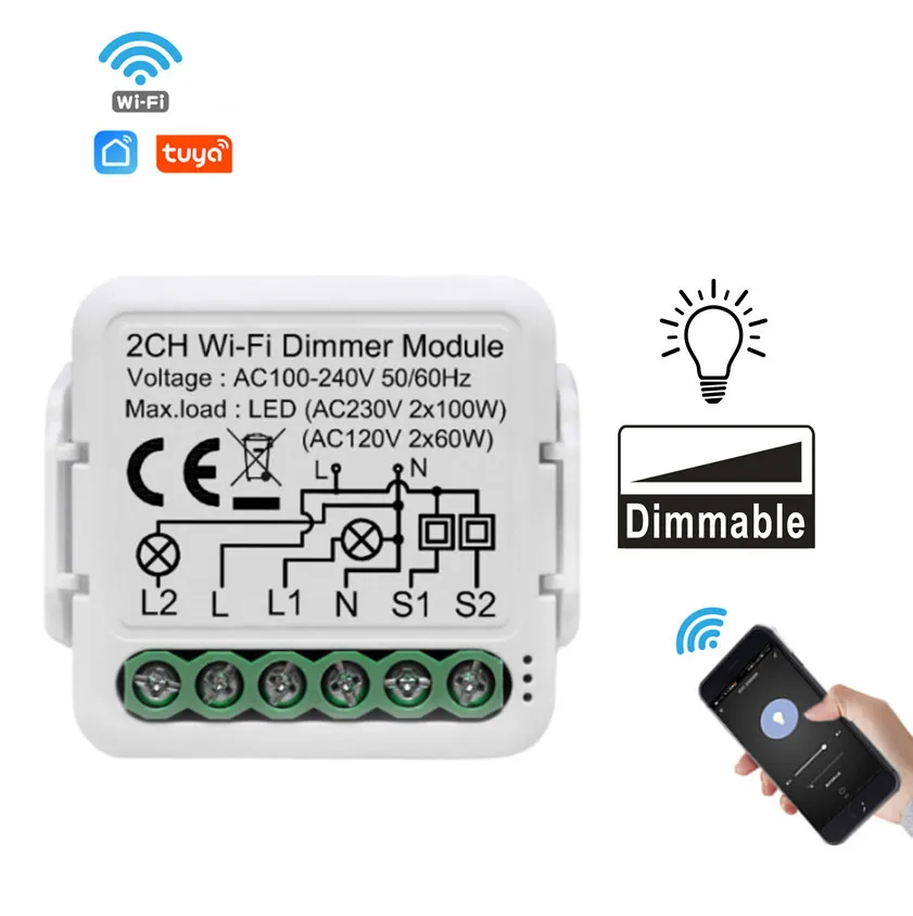 Mini Tuya 2 Gang WiFi LED Relay Dimmer Switch Module Smart Life Works With Alexa Google Home Yandex Alice
Mini Tuya 2 Gang WiFi LED Relay Dimmer Switch Module Smart Life Works With Alexa Google Home Yandex Alice