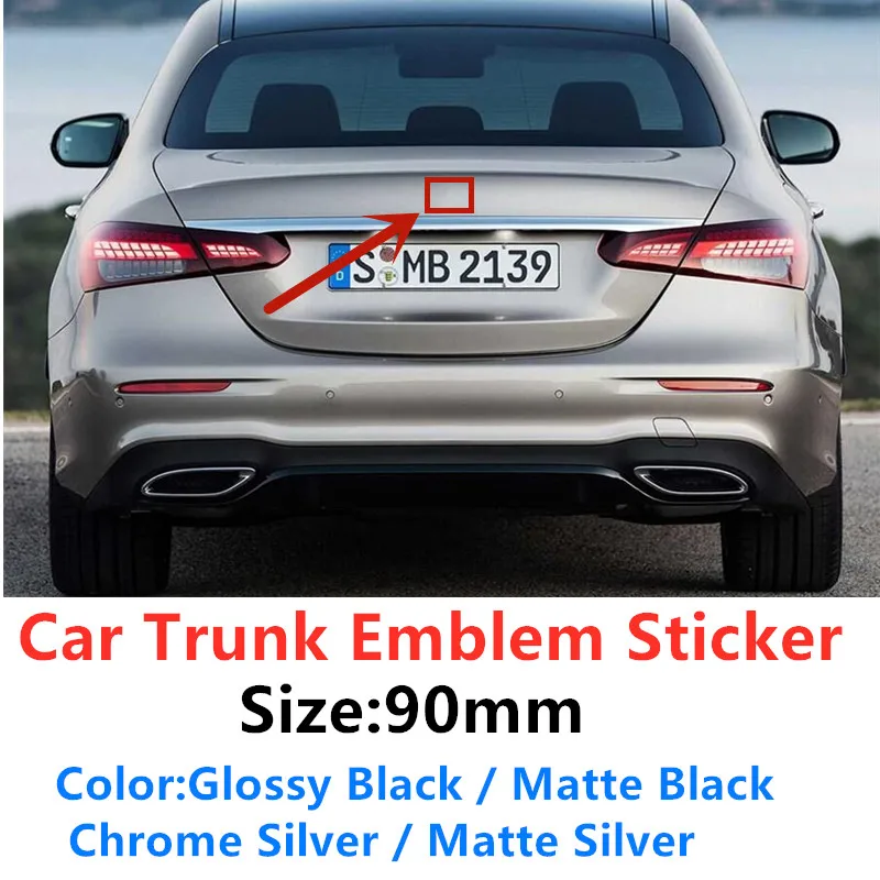 

90mm Car Rear Trunk Middle Badge Emblem Sticker Decal For W203 W211 W204 W210 W124 W212 Cla W205 W202 W220 W213 CLA CLK CLS ML
