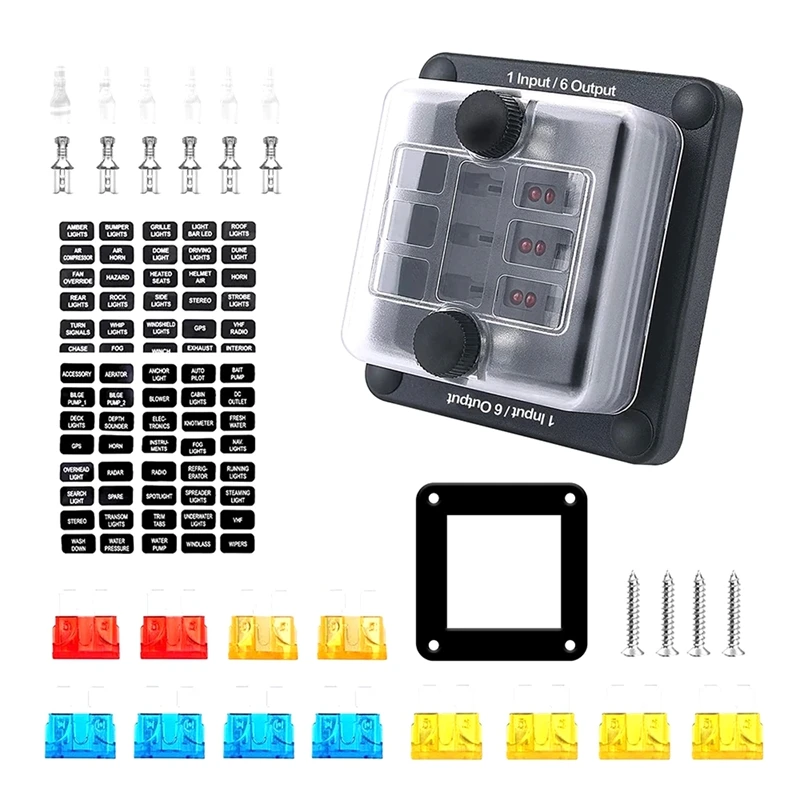 100A 6-Way 1-In 6-Out ATO ATC Fuse Car And Boat Waterproof Fuse Box LED Warning Light Distribution Panel
100A 6-Way 1-In 6-Out ATO ATC Fuse Car And Boat Waterproof Fuse Box LED Warning Light Distribution Panel