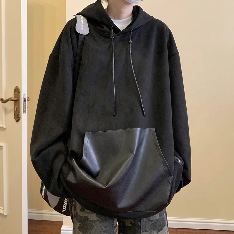 YASUGUOJI Hip Hop Pu Pockets Patchwork Suede Hoodies Men Streetwear Fashion Oversized Hooded Pullovers American Trend Clothing
YASUGUOJI Hip Hop Pu Pockets Patchwork Suede Hoodies Men Streetwear Fashion Oversized Hooded Pullovers American Trend Clothing