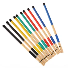 1Pair 40.0*1.3cm Bamboo Drumsticks Drum Sticks Percussion Drum Brushes Bundle Harmmer With Rubber Handle Drum Accessories