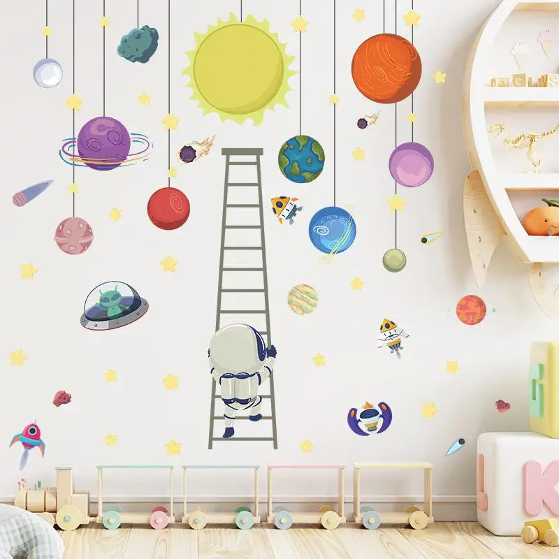 Cartoon Planet Ornaments Astronaut Ladder Children's Room Kindergarten Home Wall Decoration Wall Stickers
Cartoon Planet Ornaments Astronaut Ladder Children's Room Kindergarten Home Wall Decoration Wall Stickers