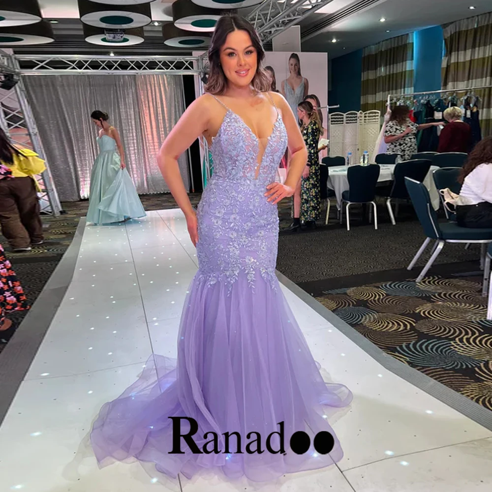Ranadoo Deep V Neck Evening Dresses For Women Mermaid Sleeveless Appliques Tulle Court Train Spaghetti Strap Zipper Personalised
Ranadoo Deep V Neck Evening Dresses For Women Mermaid Sleeveless Appliques Tulle Court Train Spaghetti Strap Zipper Personalised