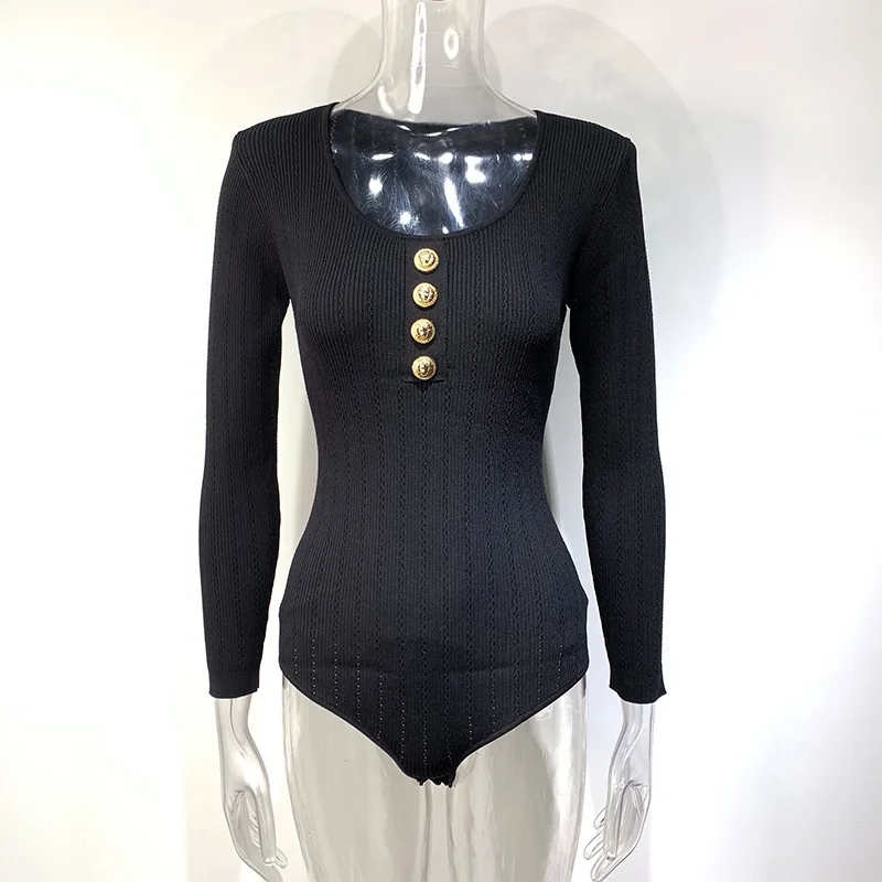 22 Fashion Classic Trendy luxury design New Winter Long Sleeve Knitted Solid Button Jumpsuit Slim Fit Bottomed Jumpsuit
22 Fashion Classic Trendy luxury design New Winter Long Sleeve Knitted Solid Button Jumpsuit Slim Fit Bottomed Jumpsuit
