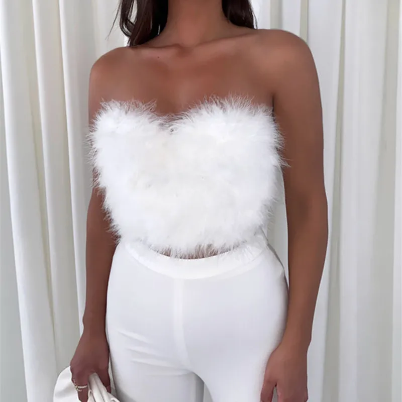 Gaono Womens Faux Fur Trim Rave Bandeau Crop Tops Off Shoulder Patchwork Back Zipper Feather Cami Vest Tank Tops Streetwear
Gaono Womens Faux Fur Trim Rave Bandeau Crop Tops Off Shoulder Patchwork Back Zipper Feather Cami Vest Tank Tops Streetwear