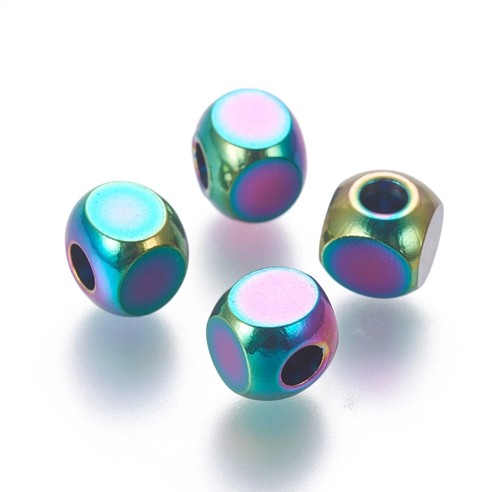 10PC Ion Plating(IP) 304 Stainless Steel Spacer Beads Cube Rainbow Multi-color 6x6x6mm Hole: 2.8mm
10PC Ion Plating(IP) 304 Stainless Steel Spacer Beads Cube Rainbow Multi-color 6x6x6mm Hole: 2.8mm